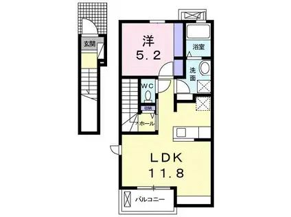 ラ・フォーレVII(1LDK/2階)の間取り写真