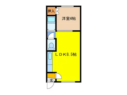 グランツ末広6(1DK/1階)の間取り写真