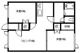 インペリアル末広弐番館(2LDK/1階)の間取り写真