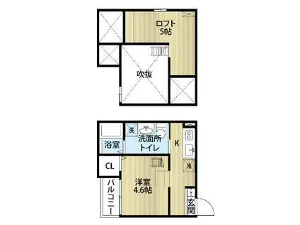 FIORE(1K/2階)の間取り写真