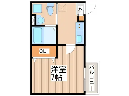 ブリリアントII(1K/3階)の間取り写真