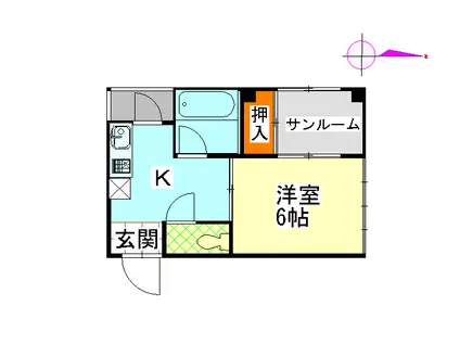 T・ハイツ押野(1K/1階)の間取り写真