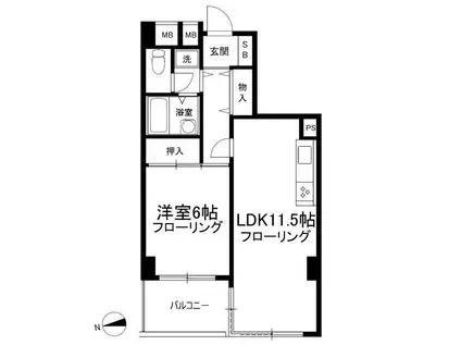 ラ・フォレ根岸(1LDK/2階)の間取り写真