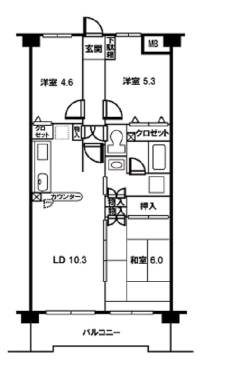 リファインドレリシュ(3LDK/3階)の間取り写真