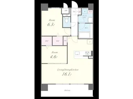 アウトフィールド海老江(2LDK/6階)の間取り写真