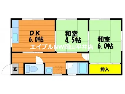 塩尻アパート(2DK/2階)の間取り写真