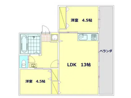 泉マンション(2LDK/4階)の間取り写真