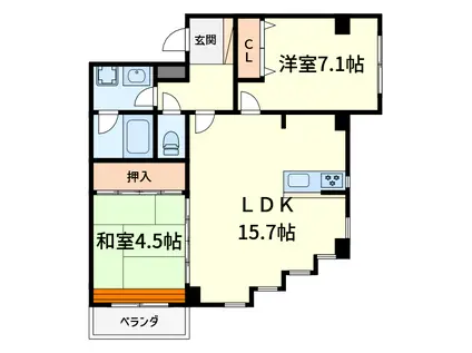 ランブラス桜ケ丘(2LDK/2階)の間取り写真