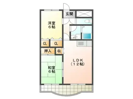 ウイングコートエトワール萩山(2LDK/2階)の間取り写真