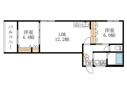 ベクヴェーム(2LDK/3階)の間取り写真