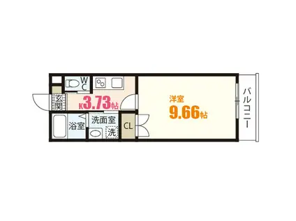 M・テラス上安A棟(1K/2階)の間取り写真