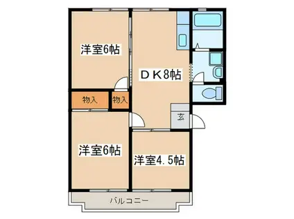 ブルーメゾンB(3DK/2階)の間取り写真