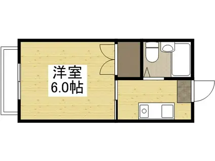 ハイパディ(1K/2階)の間取り写真