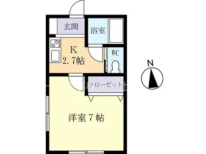 ワタナベハイツA(1K/1階)の間取り写真