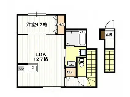 上の浜1丁目アパート(1LDK/2階)の間取り写真