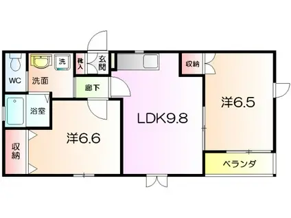 SUNDEK(2LDK/3階)の間取り写真