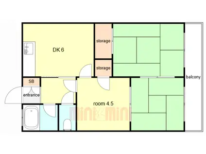 ケイアンドエスマンション白川台(3DK/2階)の間取り写真
