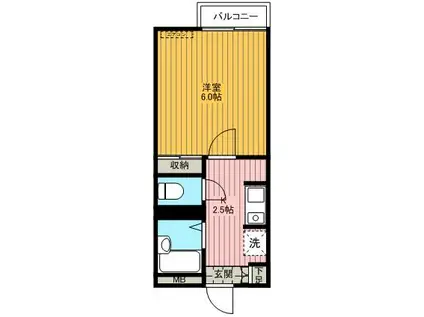 プレミールM(1K/1階)の間取り写真