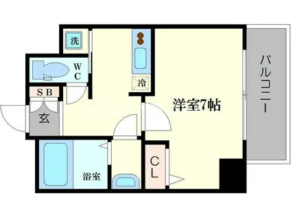 スワンズシティ難波ノーブル(1K/7階)の間取り写真