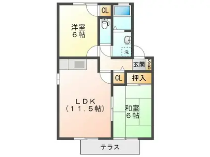 ファミール高岡台(2LDK/1階)の間取り写真