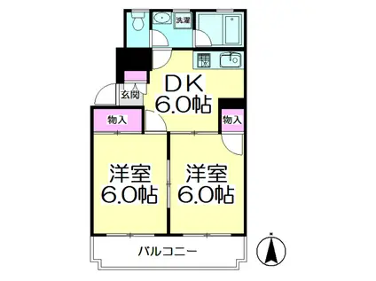 メゾンタナカIIA棟(2DK/1階)の間取り写真