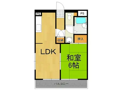 ロイヤルメゾン甲子園口Ⅲ(1LDK/2階)の間取り写真