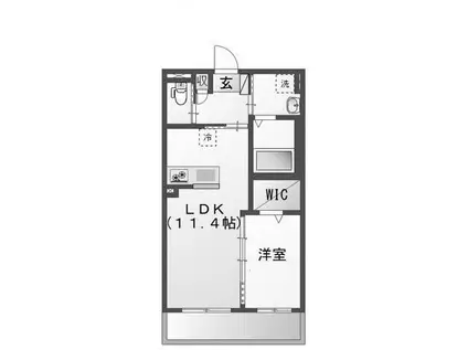 ヴェリテ(1LDK/1階)の間取り写真