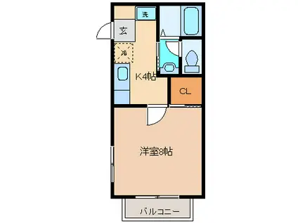 クレストX(1K/2階)の間取り写真