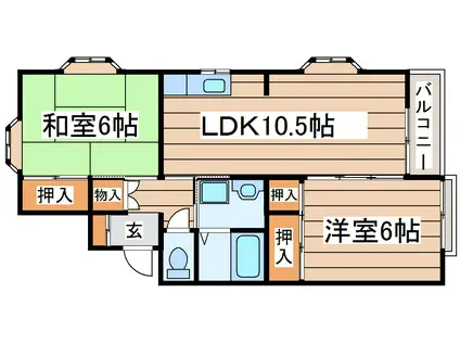 ファーストエイト福室II(2LDK/2階)の間取り写真