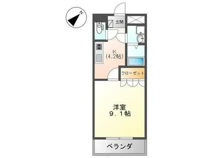 アルカディア明日香(1K/1階)の間取り写真