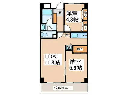 ハートピアイイダC棟(2LDK/1階)の間取り写真