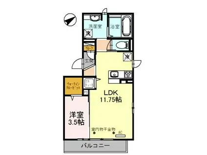 GLANZ(1LDK/3階)の間取り写真