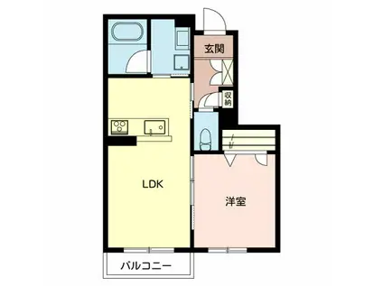 エクセレンス喜田(1LDK/2階)の間取り写真