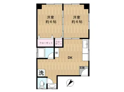 村上ビル(2DK/5階)の間取り写真