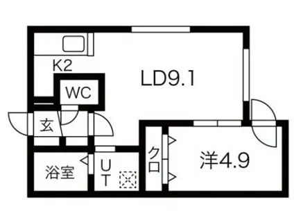 ALPHA南円山(1LDK/3階)の間取り写真