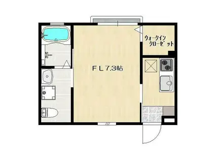 アムール・W(1K/2階)の間取り写真