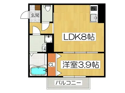 ジーメゾン山科エルヴァ(1LDK/1階)の間取り写真