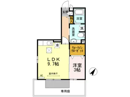 リバーフロントK(1LDK/1階)の間取り写真