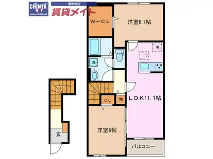 フォルトゥーナ A(2LDK/2階)の間取り写真