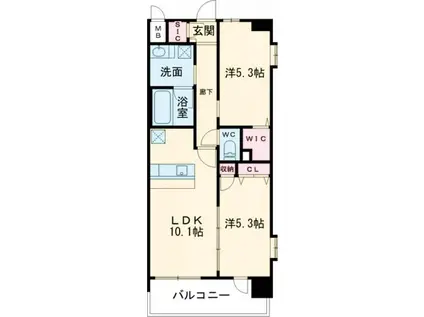 スプランティッド中百舌鳥(2LDK/9階)の間取り写真