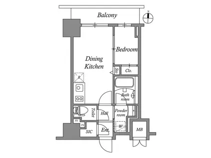 テラス押上(1DK/8階)の間取り写真