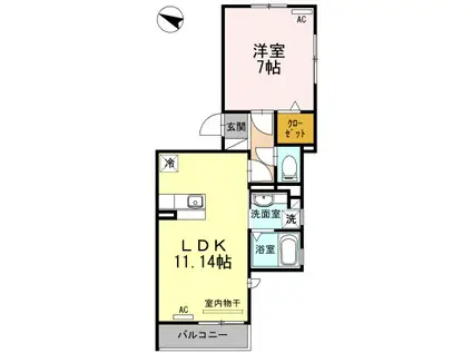 シュロッセフジVII(1LDK/1階)の間取り写真