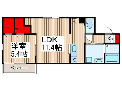 カーサプリムラI(1LDK/1階)の間取り写真