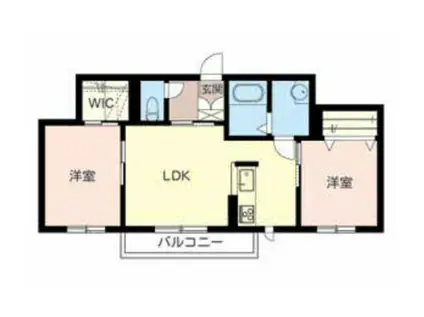 ヴィラソレーユ古曽部(2LDK/2階)の間取り写真