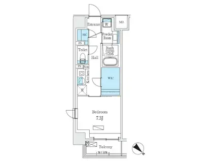 URBAN BREEZE 巣鴨(1K/9階)の間取り写真