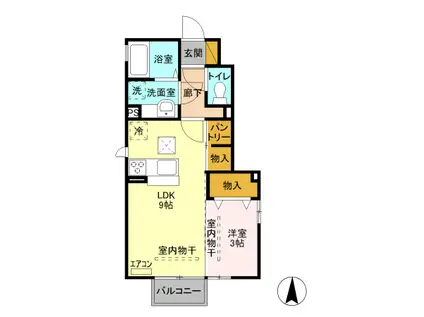 プラシエンテ A(1LDK/1階)の間取り写真