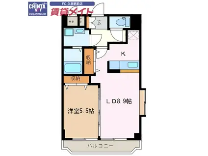 メゾンド・ルミエール(1LDK/5階)の間取り写真