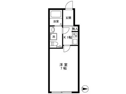 ハピテラス東四ツ木(1K/1階)の間取り写真