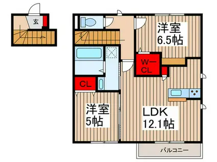 LA LUMIERE B(2LDK/2階)の間取り写真