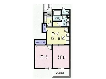 エスポワール・メゾンB(2DK/1階)の間取り写真